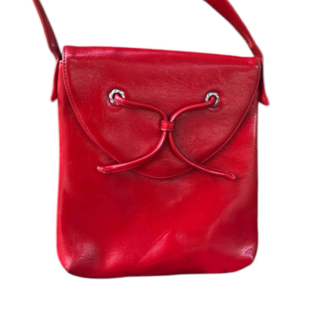 Vintage Nautical Red Patent Leather Shoulder Bag Hipi Boho